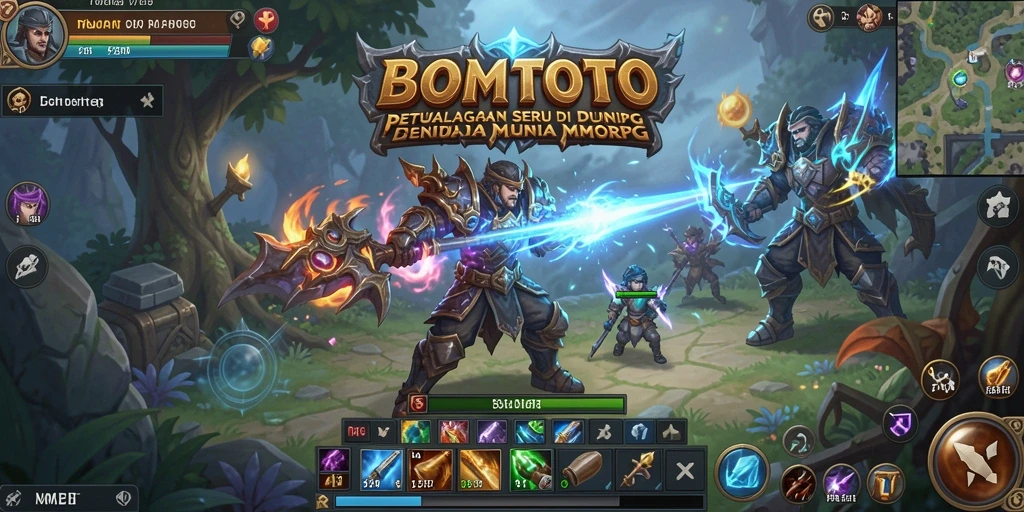 Screenshot gameplay MMORPG BOMTOTO yang menunjukkan pertempuran seru.