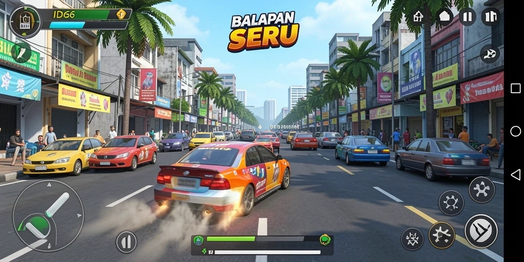 Menampilkan gameplay Racing yang mendebarkan dengan kecepatan tinggi.