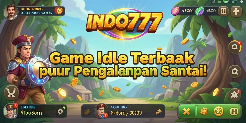 Tampilan gameplay santai INDO777 dengan karakter yang sedang mengumpulkan sumber daya.
