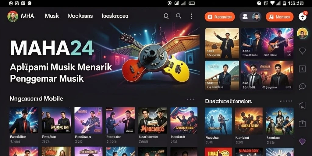Screenshot MAHA24 menampilkan antarmuka aplikasi musik yang interaktif dan mudah digunakan.