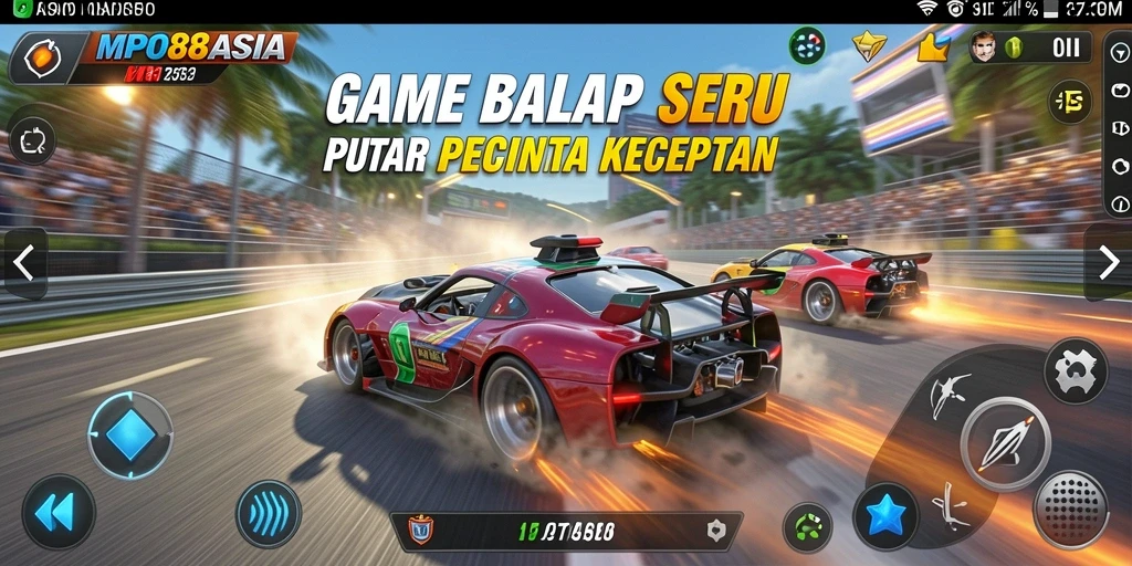 Tampilan gameplay MPO88ASIA yang mendebarkan dengan aksi balapan intens.