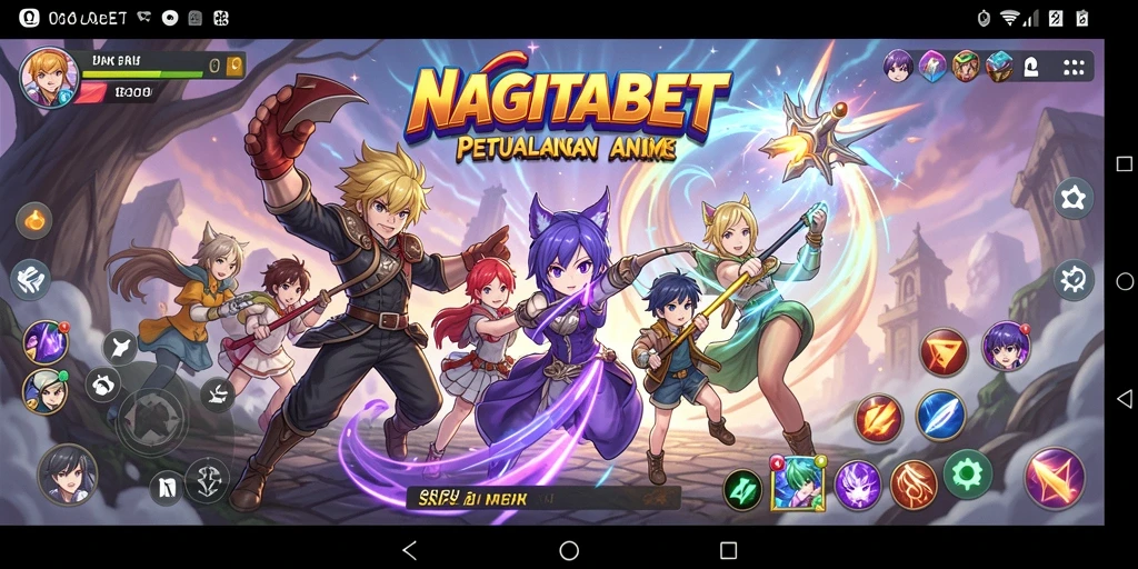 Screenshot gameplay menunjukkan pertarungan karakter Anime yang seru.