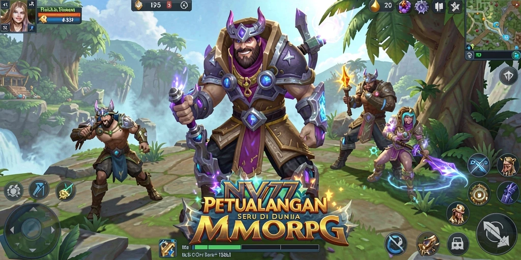 Tampilan gameplay epik di NV77 dengan aksi karakter yang dinamis.