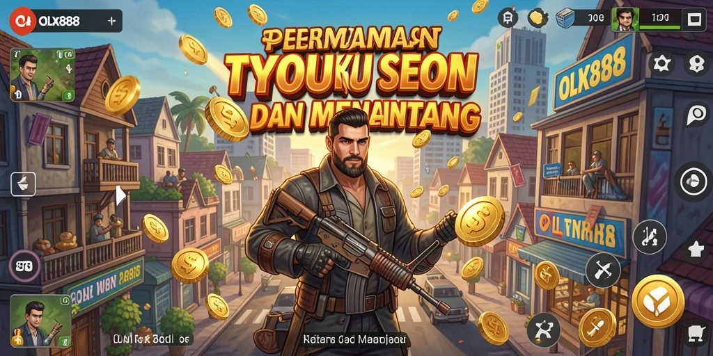 Screenshot gameplay OLX888 menunjukkan pengelolaan bisnis yang seru.