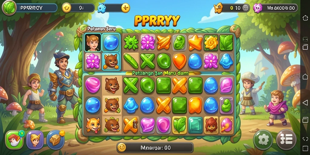 Screenshot gameplay PPRRYY dengan aksion mencocokkan yang seru.