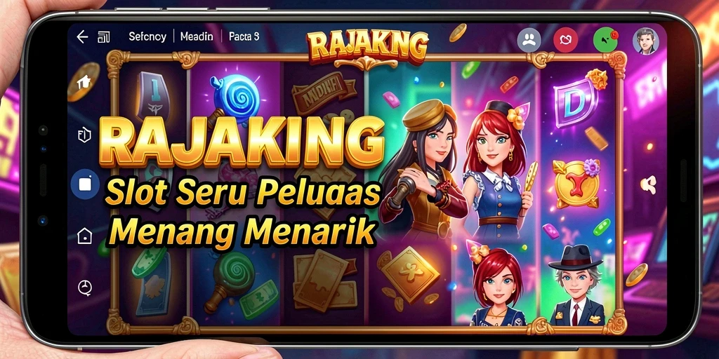Tampilan gameplay menarik di RAJAKING dengan simbol slot berkilau.
