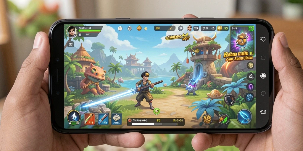 Screenshot gameplay RK55 menampilkan kesenangan dan tantangan santai.