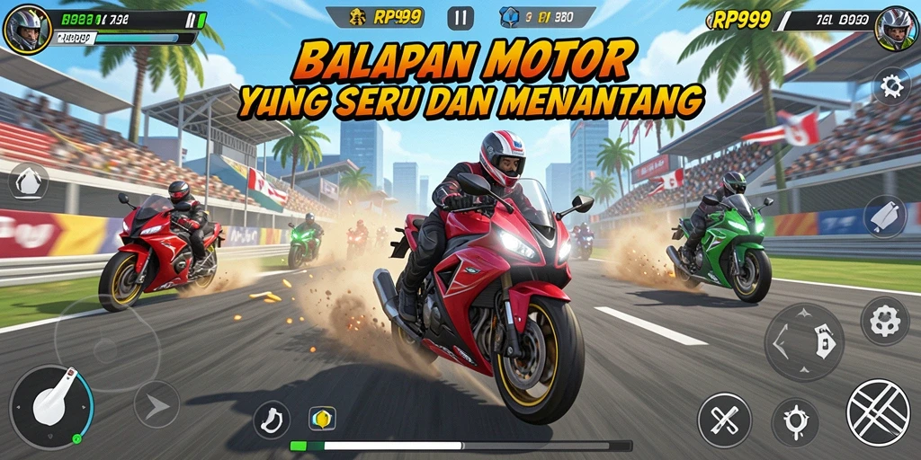 Tampilan menakjubkan dari gameplay balapan motor di RP99.