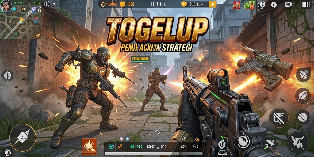 Tampilan gameplay seru dalam TOGELUP dengan aksi tembak-menembak intens.